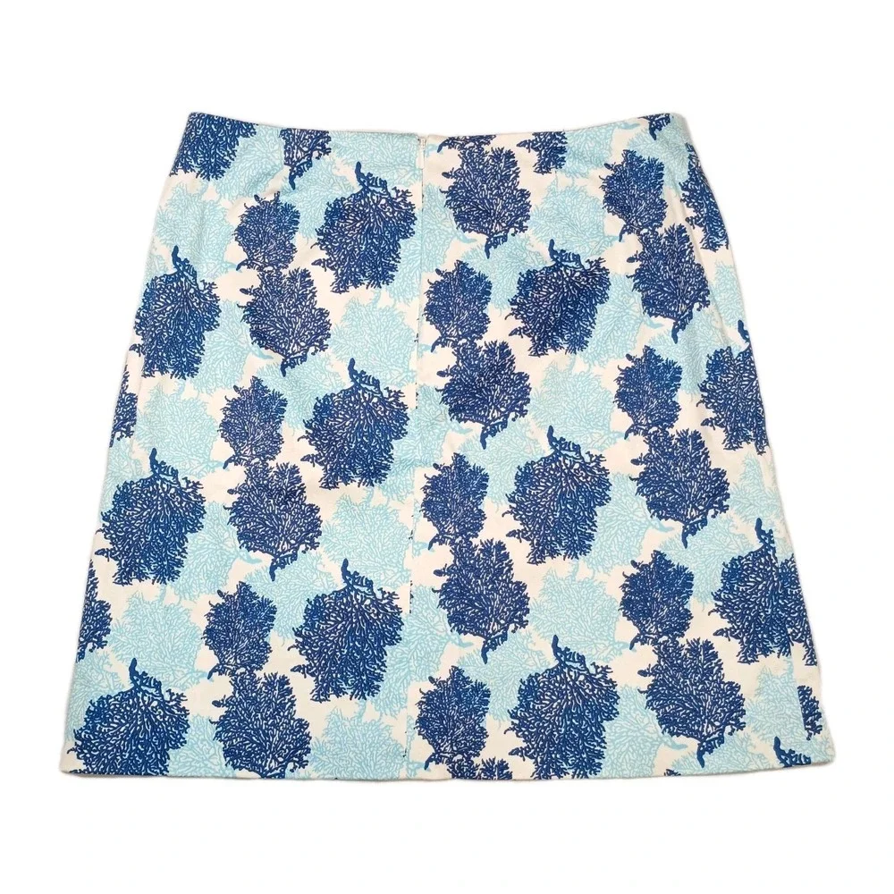 Vineyard Vines Skirt Womens 4 Blue All Over Print‎ Coral Casual Beach Preppy - Picture 7 of 8